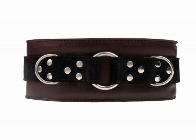Бордовый ошейник из натуральной кожи Бордовый ошейник из натуральной кожи