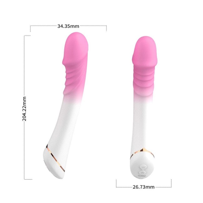 Бело-розовый вибромассажер с крупной головкой - 20,4 см. Бело-розовый вибромассажер с крупной головкой - 20,4 см.