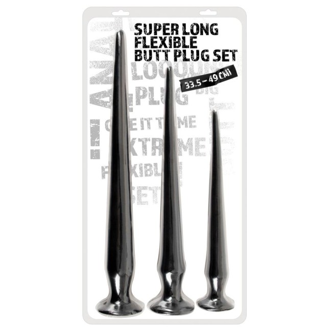 Набор из 3 длинных анальных пробок Super Long Flexible Butt Plug Set Набор из 3 длинных анальных пробок Super Long Flexible Butt Plug Set