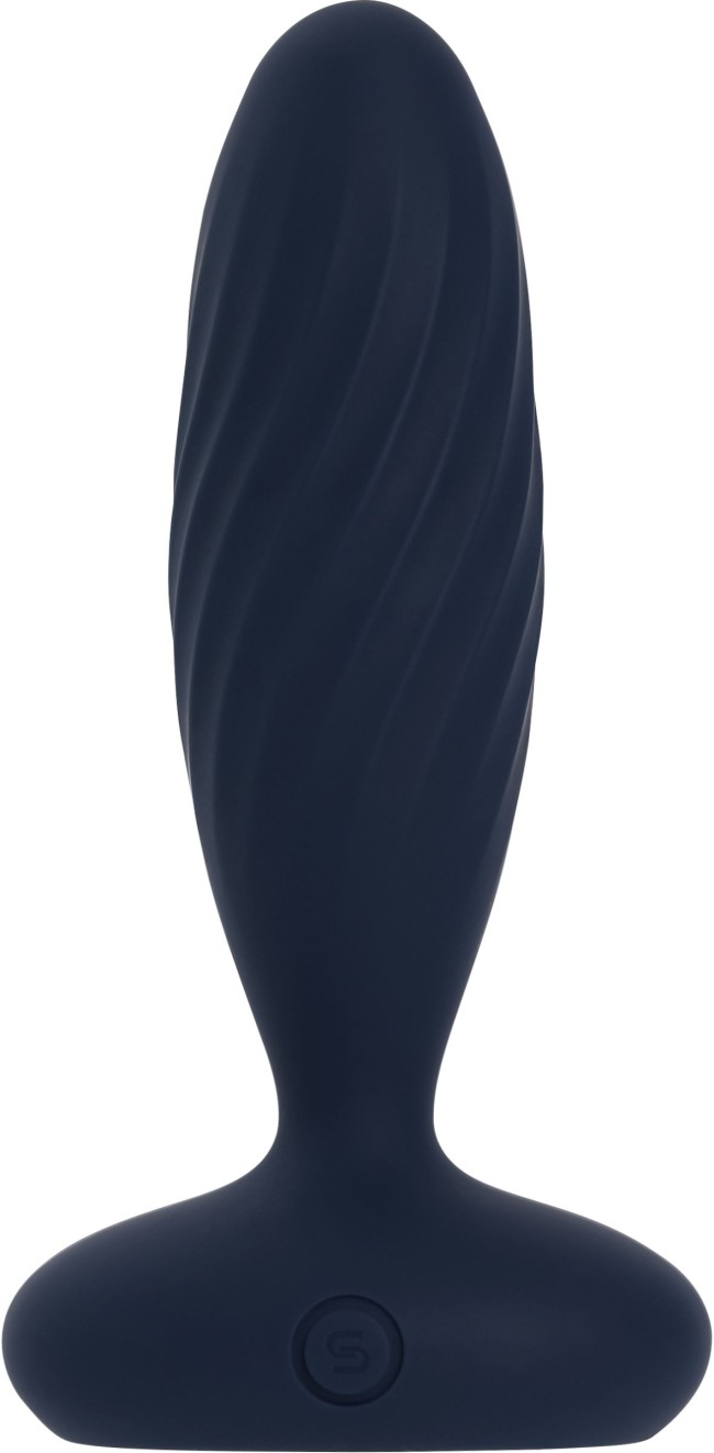 Темно-синяя анальная вибропробка Jordan с поступательными движениями - 12 см. Темно-синяя анальная вибропробка Jordan с поступательными движениями - 12 см.