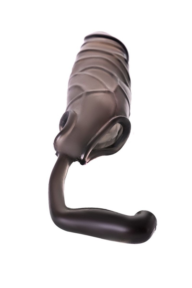 Дымчатая закрытая насадка с подхватом и анальным стимулятором Дымчатая закрытая насадка с подхватом и анальным стимулятором