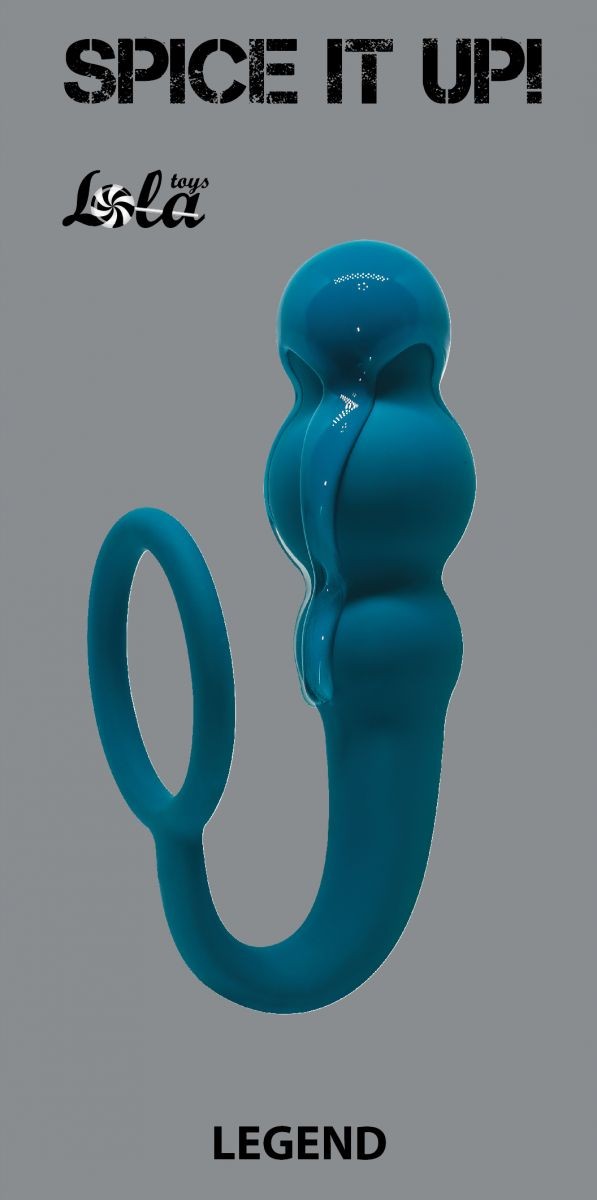 Бирюзовое эрекционное кольцо Legend с анальным стимулятором Бирюзовое эрекционное кольцо Legend с анальным стимулятором