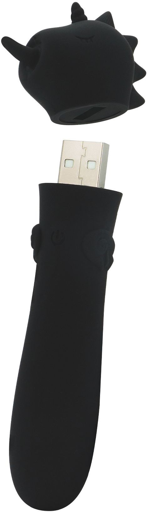 Черная вибропуля Unihorn USB Wild Spirit со стимуляцией язычком Черная вибропуля Unihorn USB Wild Spirit со стимуляцией язычком