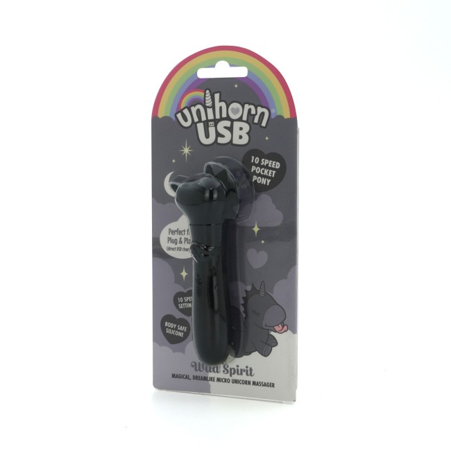Черная вибропуля Unihorn USB Wild Spirit со стимуляцией язычком Черная вибропуля Unihorn USB Wild Spirit со стимуляцией язычком