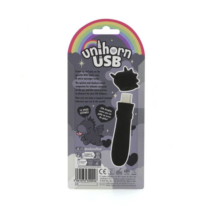 Черная вибропуля Unihorn USB Wild Spirit со стимуляцией язычком Черная вибропуля Unihorn USB Wild Spirit со стимуляцией язычком