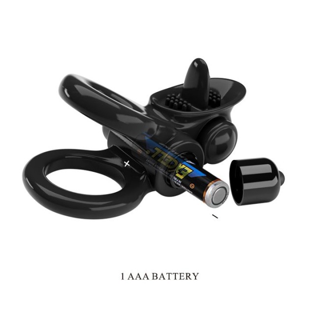 Черное эрекционное кольцо с подхватом мошонки и стимулятором клитора Passionate Ring Черное эрекционное кольцо с подхватом мошонки и стимулятором клитора Passionate Ring