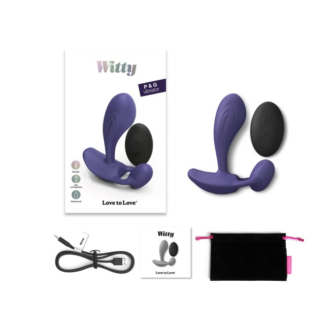 Темно-синий вибромассажер Witty P G Vibrator with Remote Control Темно-синий вибромассажер Witty P G Vibrator with Remote Control