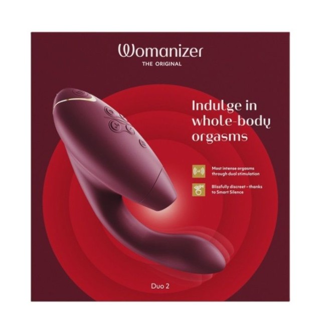 Бордовый бесконтактный клиторальный стимулятор Womanizer Duo 2 Бордовый бесконтактный клиторальный стимулятор Womanizer Duo 2
