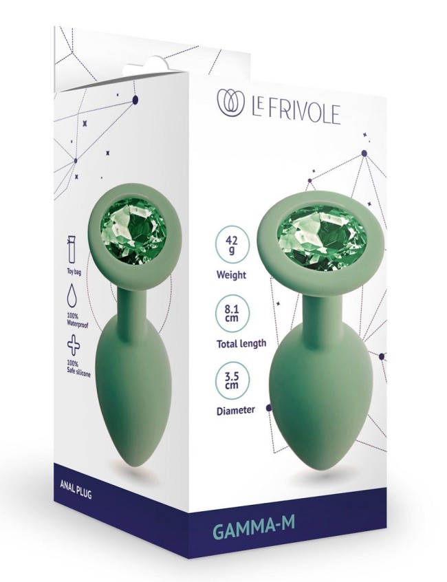 Салатовая анальная пробка с кристаллом Gamma-M - 8,1 см. Салатовая анальная пробка с кристаллом Gamma-M - 8,1 см.