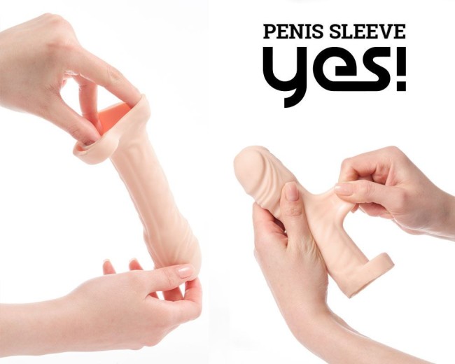 Телесная насадка-удлинитель со вставкой размера S - 15 см. Телесная насадка-удлинитель со вставкой размера S - 15 см.