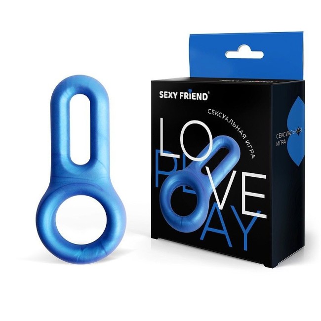 Голубое эрекционное кольцо с петлёй Голубое эрекционное кольцо с петлёй