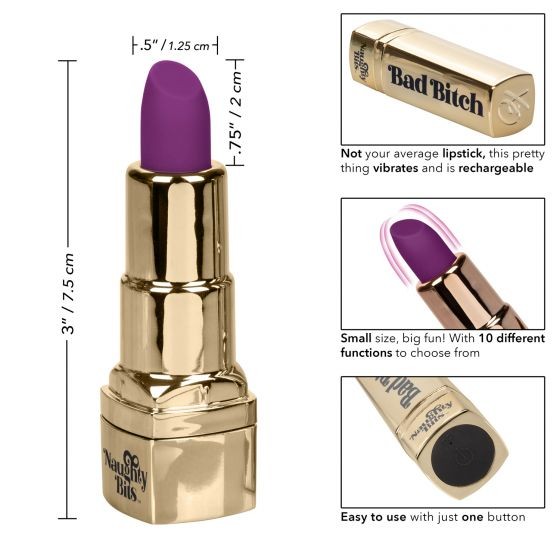 Мини-вибратор в виде тюбика помады Naughty Bits Bad Bitch Lipstick Vibrator Мини-вибратор в виде тюбика помады Naughty Bits Bad Bitch Lipstick Vibrator