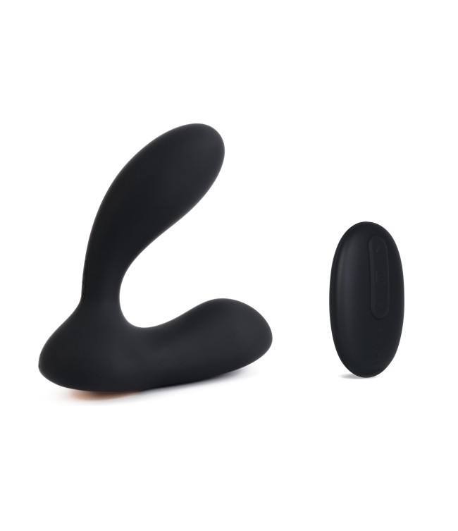 Чёрный стимулятор простаты Vick с вибрацией и пультом ДУ Чёрный стимулятор простаты Vick с вибрацией и пультом ДУ