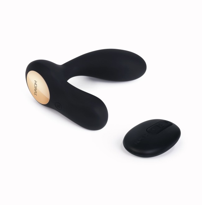 Чёрный стимулятор простаты Vick с вибрацией и пультом ДУ Чёрный стимулятор простаты Vick с вибрацией и пультом ДУ