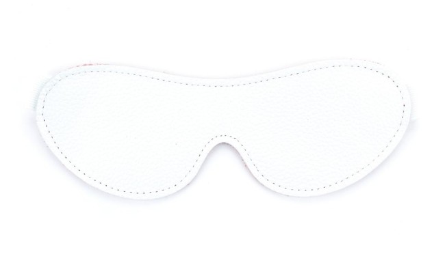 Бело-красная двусторонняя кожаная маска на глаза на резинке Бело-красная двусторонняя кожаная маска на глаза на резинке