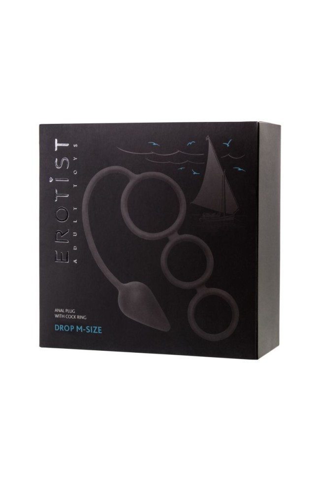 Тройное эрекционное кольцо с анальным хвостом Drop M-size Тройное эрекционное кольцо с анальным хвостом Drop M-size