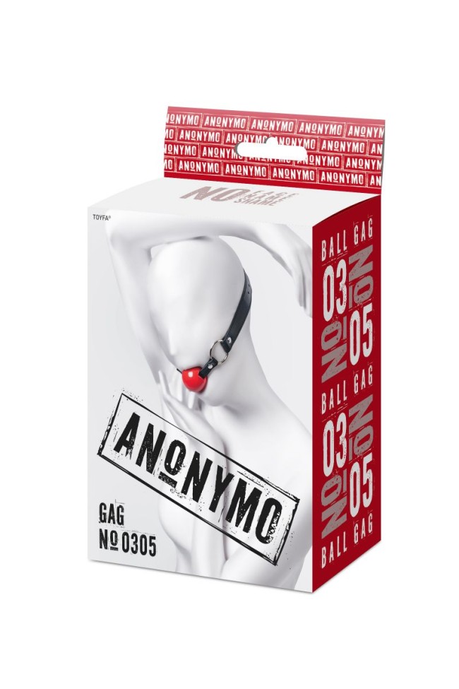 Красный кляп-шар на черных ремешках Anonymo Красный кляп-шар на черных ремешках Anonymo