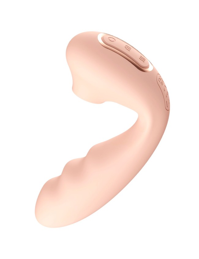 Нежно-розовый вибратор Tara с вакуумной стимуляцией и управлением через приложение Нежно-розовый вибратор Tara с вакуумной стимуляцией и управлением через приложение