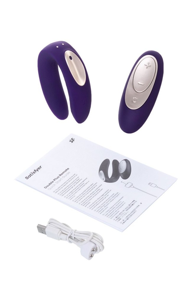Фиолетовый вибратор для пар Satisfyer Double Plus Remote с пультом ДУ Фиолетовый вибратор для пар Satisfyer Double Plus Remote с пультом ДУ