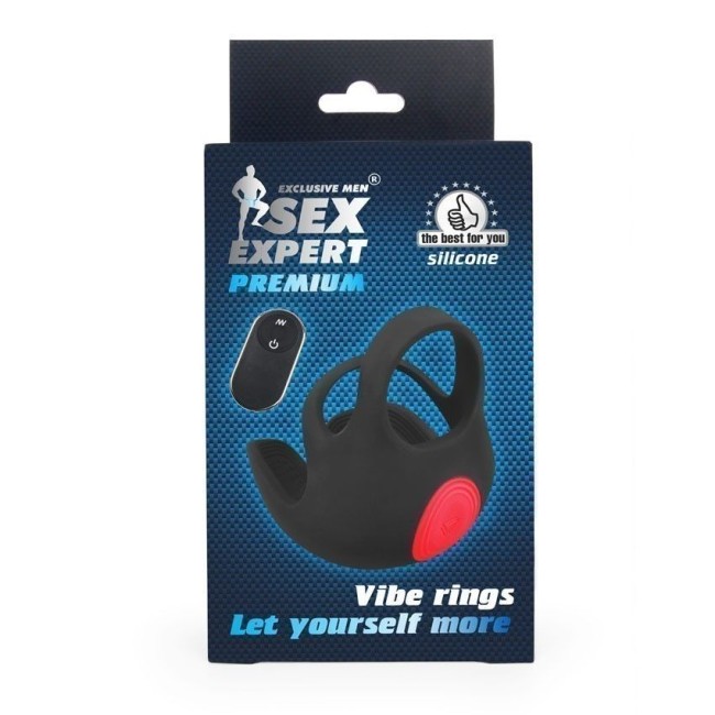 Черная вибронасадка на пенис и мошонку Sex Expert Черная вибронасадка на пенис и мошонку Sex Expert