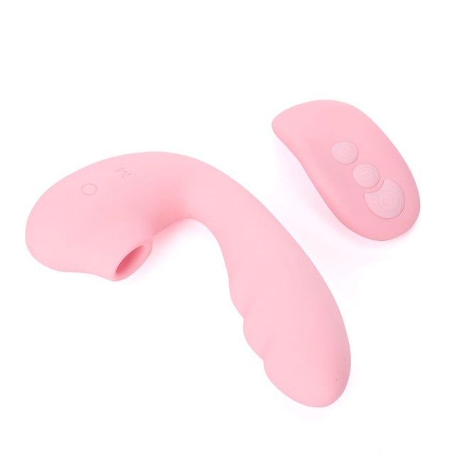 Розовый вибратор Tara с вакуумной стимуляцией и пультом ДУ Розовый вибратор Tara с вакуумной стимуляцией и пультом ДУ