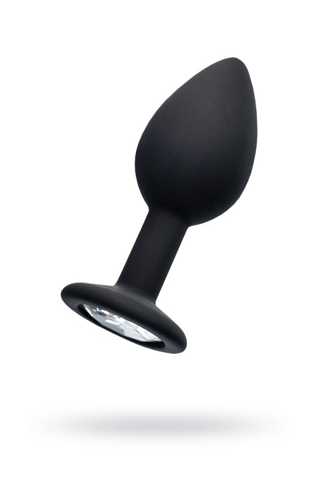 Черная анальная втулка с прозрачным стразом - 7,2 см. Черная анальная втулка с прозрачным стразом - 7,2 см.