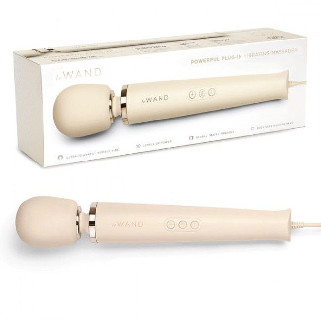 Кремовый проводной вибромассажер Le Wand Cream с 10 скоростями Кремовый проводной вибромассажер Le Wand Cream с 10 скоростями