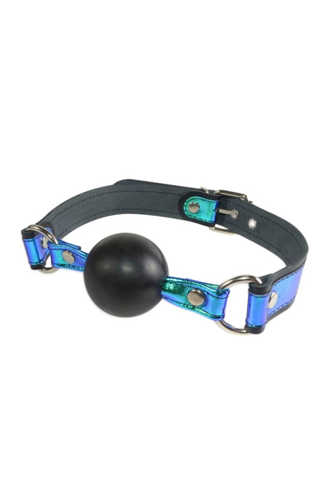 Кляп-шарик на чёрно-синих ремешках Кляп-шарик на чёрно-синих ремешках