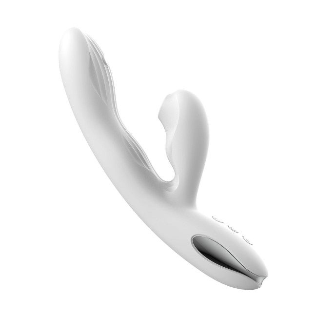 Белый вибратор-кролик Eria с вакуумной стимуляцией, функцией tapping и нагревом - 21,5 см. Белый вибратор-кролик Eria с вакуумной стимуляцией, функцией tapping и нагревом - 21,5 см.