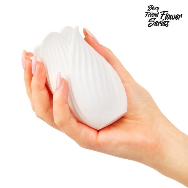 Белый нереалистичный мастурбатор в форме бутона цветка Chloris Белый нереалистичный мастурбатор в форме бутона цветка Chloris