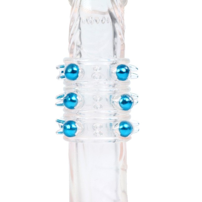 Прозрачная силиконовая насадка на член с цветными бусинами Прозрачная силиконовая насадка на член с цветными бусинами