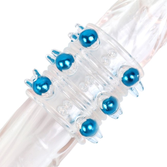 Прозрачная силиконовая насадка на член с цветными бусинами Прозрачная силиконовая насадка на член с цветными бусинами
