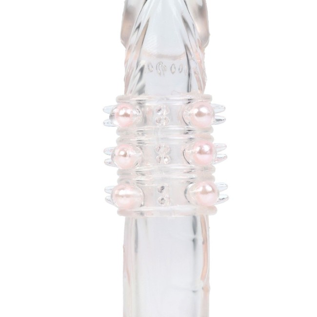 Прозрачная силиконовая насадка на член с цветными бусинами Прозрачная силиконовая насадка на член с цветными бусинами