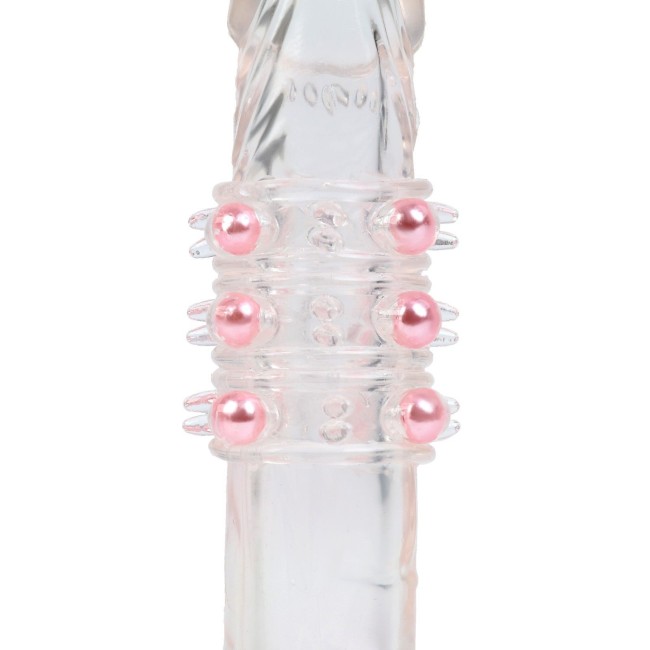 Прозрачная силиконовая насадка на член с цветными бусинами Прозрачная силиконовая насадка на член с цветными бусинами
