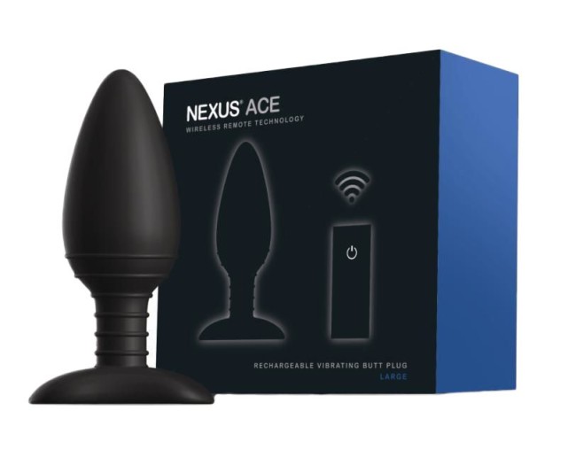 Чёрная вибровтулка NEXUS ACE LARGE с дистанционным управлением - 14 см. Чёрная вибровтулка NEXUS ACE LARGE с дистанционным управлением - 14 см.