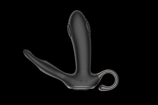 Черный вибромассажер простаты с эффектом маятника и пультом ДУ - 16 см. Черный вибромассажер простаты с эффектом маятника и пультом ДУ - 16 см.