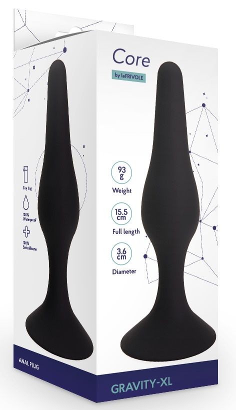Черная анальная пробка Gravity - 15,5 см. Черная анальная пробка Gravity - 15,5 см.