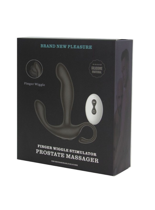 Черный вибромассажер простаты с эффектом фингеринга и пультом ДУ Черный вибромассажер простаты с эффектом фингеринга и пультом ДУ