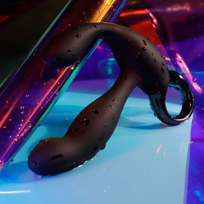 Черный вибромассажер простаты с эффектом фингеринга и пультом ДУ Черный вибромассажер простаты с эффектом фингеринга и пультом ДУ