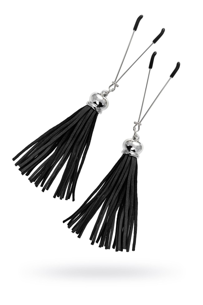 Зажимы на соски «Вилки» с черными кисточками из замши