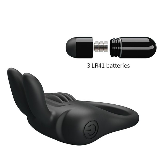 Черное эрекционное кольцо с вибрацией Davion Черное эрекционное кольцо с вибрацией Davion