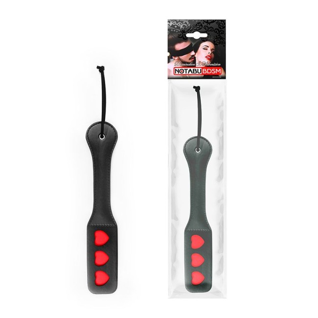 Черная шлепалка NOTABU с красными сердечками - 32 см. Черная шлепалка NOTABU с красными сердечками - 32 см.