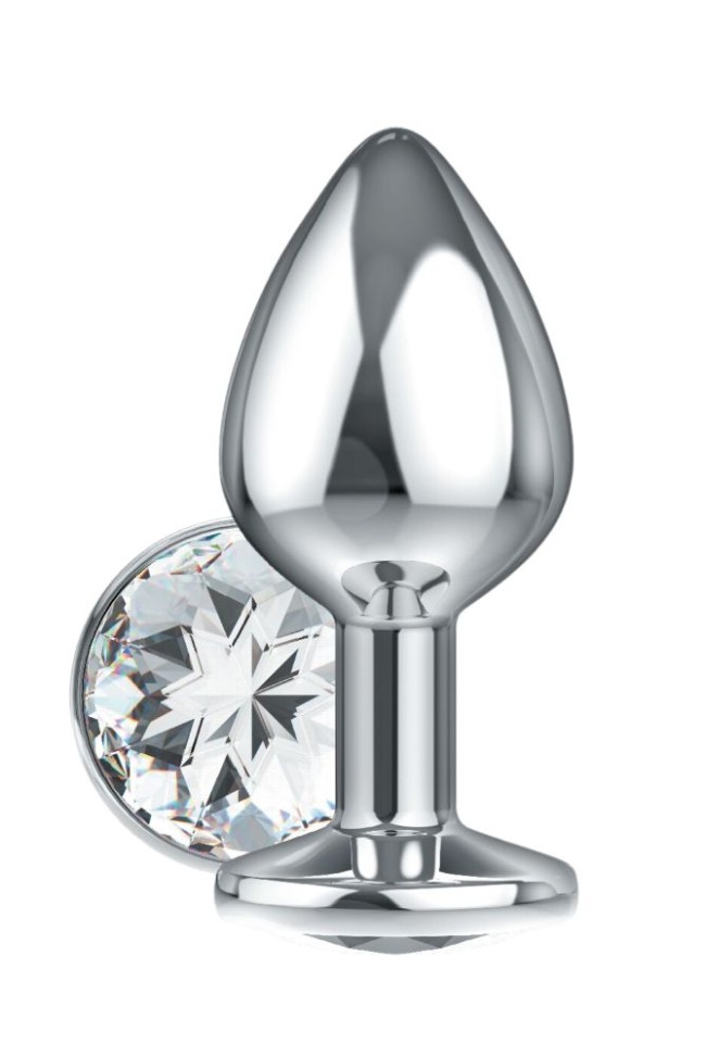 Серебристая анальная пробка Sparkle XL с прозрачным кристаллом - 11 см. Серебристая анальная пробка Sparkle XL с прозрачным кристаллом - 11 см.