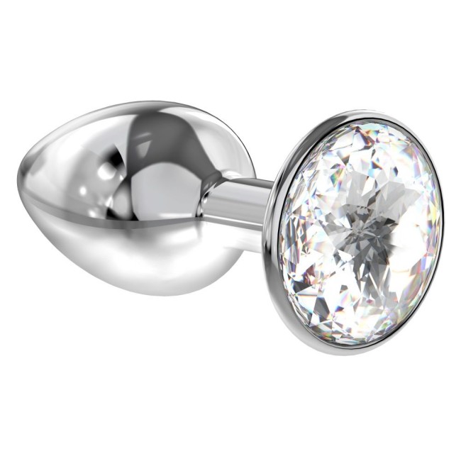 Серебристая анальная пробка Sparkle XL с прозрачным кристаллом - 11 см. Серебристая анальная пробка Sparkle XL с прозрачным кристаллом - 11 см.
