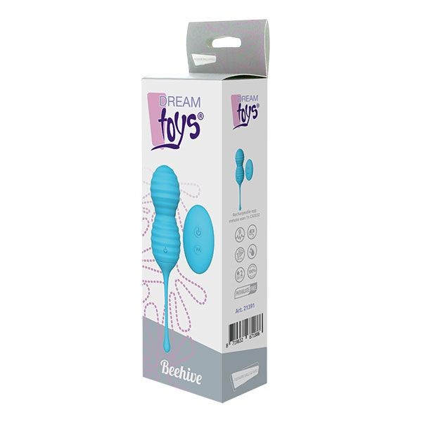 Голубые вагинальные виброшарики BEEHIVE с пультом ДУ Голубые вагинальные виброшарики BEEHIVE с пультом ДУ