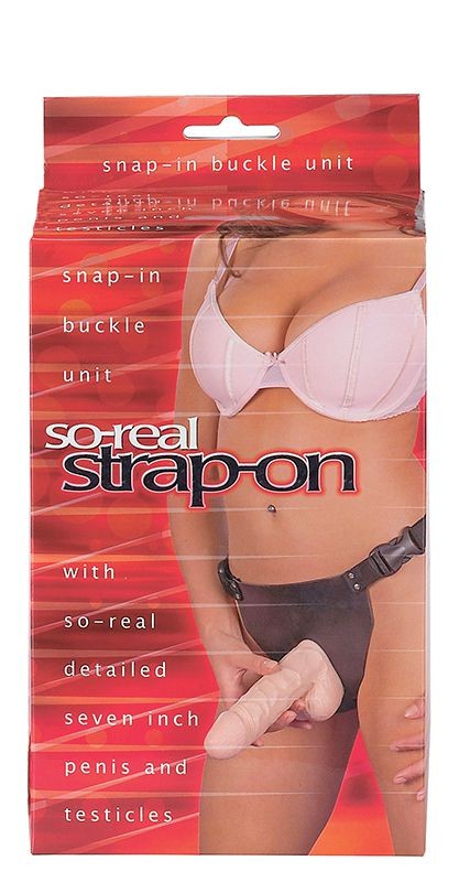 Фаллопротез женский с мошонкой SO-REAL STRAP-ON - 17,8 см. Фаллопротез женский с мошонкой SO-REAL STRAP-ON - 17,8 см.