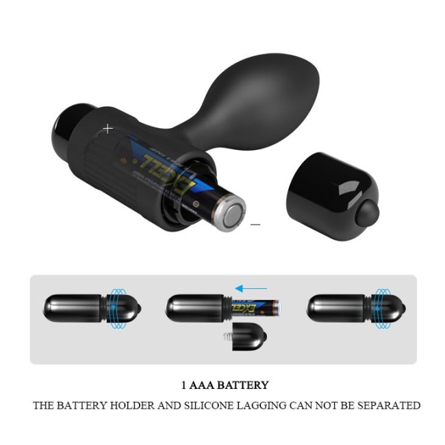 Черная анальная пробка с мощной вибрацией Vibra - 8,6 см. Черная анальная пробка с мощной вибрацией Vibra - 8,6 см.