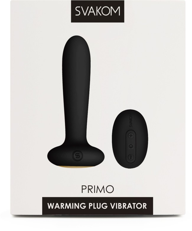 Чёрный анальный вибростимулятор Primo с функцией нагрева - 12 см. Чёрный анальный вибростимулятор Primo с функцией нагрева - 12 см.