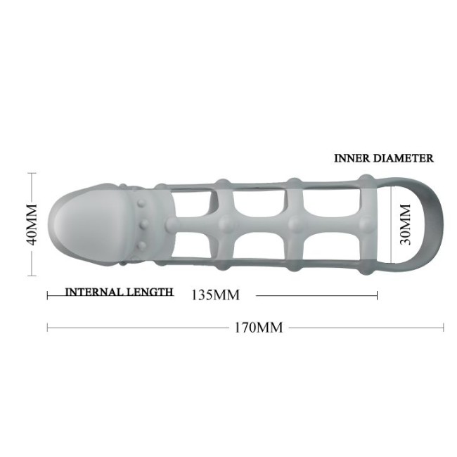 Серая силиконовая насадка на пенис с рельефом и подхватом - 17 см. Серая силиконовая насадка на пенис с рельефом и подхватом - 17 см.