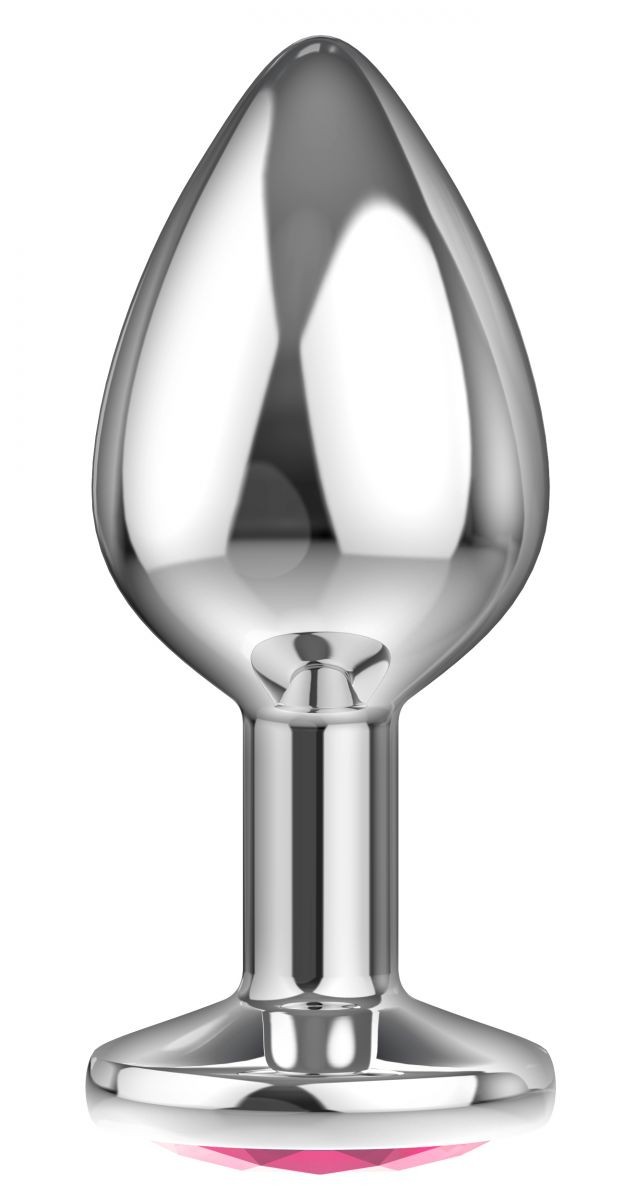 Большая серебристая анальная пробка Diamond Pink Sparkle Large с розовым кристаллом - 8 см. Большая серебристая анальная пробка Diamond Pink Sparkle Large с розовым кристаллом - 8 см.